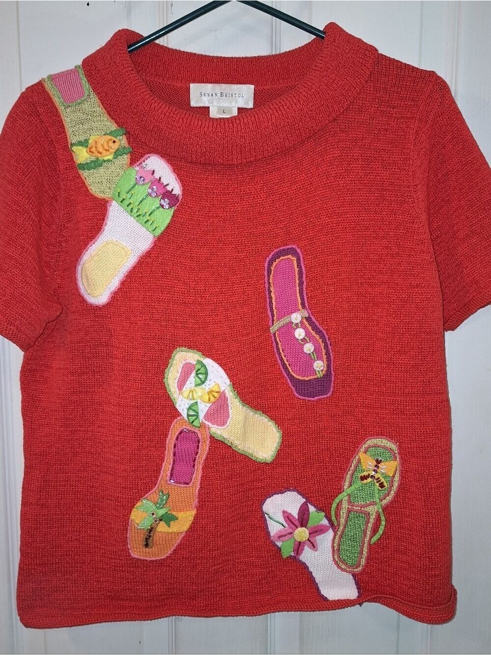 Susan Bristol Red Turtleneck Short Sleeve Sweater
